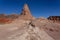 The obelisk El Obelisco at Red rocks of Quebrada de Cafayate, Salta, Argentina