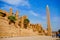 Obelisk, Inner view of a temple and carved pillars of the great hypostyle hall in the Precinct of Amon Re, Situated at Karnak Temp