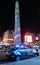 An obelisk in national colors in support of the Argentine national football team in the upcoming final match against the French