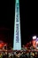 An obelisk in national colors in support of the Argentine national football team in the upcoming final match against the French