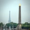 Obelisk at Place de la Concorde and Eiffel Tower