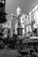 The obelisk of San Gennaro and the cupola of the chapel of San Gennaro in the historical centre of Naples, Italy