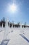 Obelisks made from Ice on a Frozen Lake