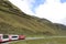 Oberalp-Pass: The glacier Express train is driving across the sw