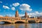 Oberbaum Bridge with Spree river, Berlin, Germany