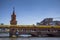 Oberbaum Bridge with subway on the river Spree, Berlin