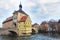 Obere bridge and Altes Rathaus in Bamberg, Germany