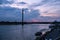 Oberkasseler Bridge in Dusseldorf, Germany during a great sunset