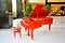 The Oberoi Mumbai lobby red piano. The luxury hotel on Marine Drive offers spectacular ocean views