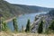 Oberwesel, Germany - 07 22 2020: view through vinyards to Oberwesel