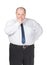 Obese businessman making gesturing