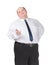 Obese businessman making gesturing