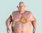 Obese heart in overweight man, 3D illustration
