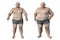 Obese man before and after gaining weight, 3D illustration. Concept of obesity