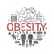Obesity line and flat icons. Infographics. Vector sign for web graphics.