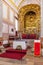 Obidos, Portugal. Sao Pedro church baroque altar showing gilded woodcarving decoration