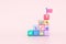 object block step stair children theme small toys flag learning future kids pastel colorful creative education of school success.