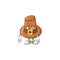 Object brown pilgrim hat with character afraid