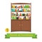 Object retro bookcase, flat design