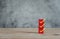 Object on the table of icon sign checklist on wooden block stacking same as step stair up on the blurred grey background, Business