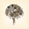 Object on white background raster. Wedding bouquet of the bride. Flowers sepia color