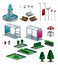 Objects of the city isolated isometric set