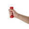 Objects Hands action - Hand holds red dumbbells. Isolated