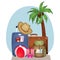 Objects and luggage for vacation