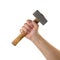 Objects tool hands action - Hand old hammer worker. Isolated
