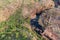 Oblique aerial view of Bell Gorge and Waterfall in the King Leopold Conservation Park, Kimberley, Australia