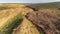 Oblique aerial view of Bell Gorge and Waterfall in the King Leopold Conservation Park, Kimberley, Australia