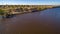 Oblique Aerial view of the historic wharf used by paddle steamers at Morgan on the Murray River in South Australia