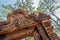 Oblique angle shot of Banteay Srei or Banteay Srey temple doorway,