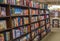 Oblique Shot of Barnes & Noble\\\'s Indoor Bookshelves Filled With Colorful Books