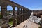 Oblique Side Shot Of The Aqueduct In Segovia. Architecture, Travel, History.