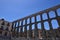 Oblique Side Shot Of The Aqueduct In Segovia. Architecture, Travel, History.