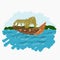 Oblique View Brush Strokes Kerala Houseboat Vector Illustration