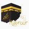 Oblique View Brush Strokes Style Kaaba Vector Illustration