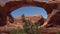 Oblique view of Double O Arch. Arches National Park, Utah, MOAB, USA