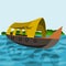 Oblique View Keralan Houseboat Backwater Vector Illustration