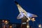 Obninsk, Russia - July 2016: Monument-plane on pedestal MiG-29