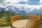 Observation deck on lookout, in Alps mountains, Switzerland