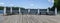 Observation deck in the middle of a pontoon bridge in Lake Ilgis