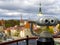 The observation deck of Tallinn. Selective focus on binoculars.