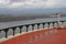 Observation deck and view to the Volga river. Color photo.