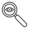 Observation line icon, surveillance and lens, eye and magnifier sign, vector graphics, a linear pattern on a white