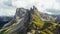 Observation point facing giant rocky Seceda ridgeline