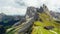 Observation point overlooking Seceda mountain in Alps