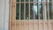 Observation post in prison. metal bars on the windows of prison guard`s place