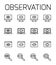 Observation related vector icon set.